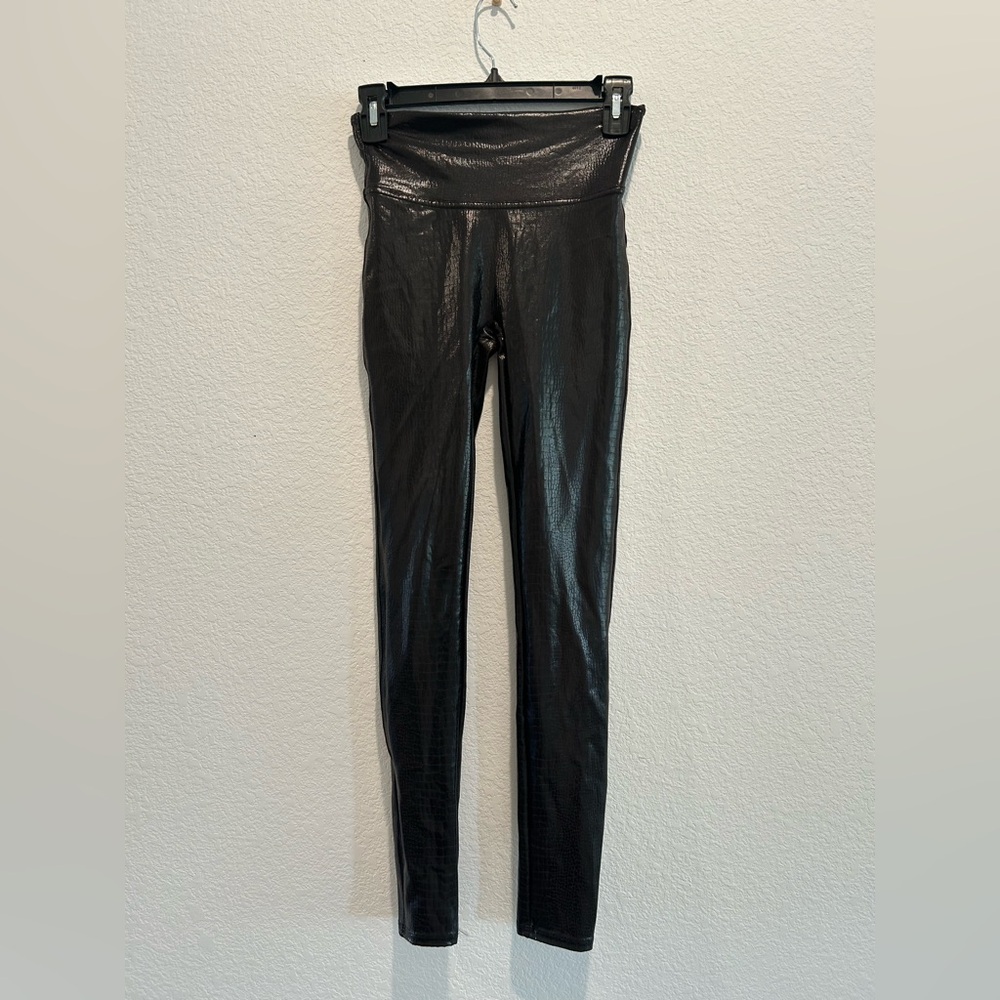 Spanx brown snakeskin animal print Faux Leather Leggings
